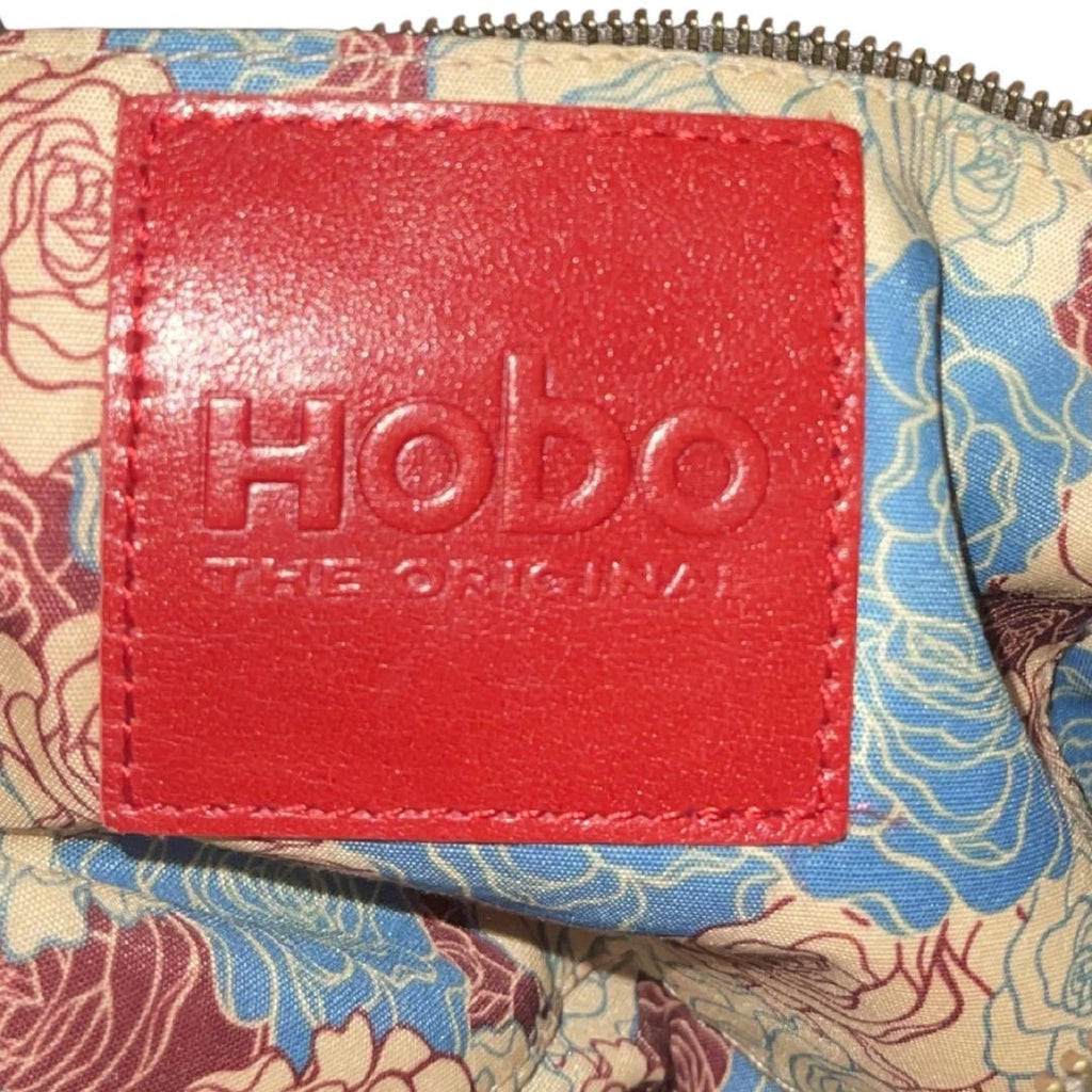 Hobo the Original Gray Genuine Leather Double Shoulder Bag Purse Floral Lining