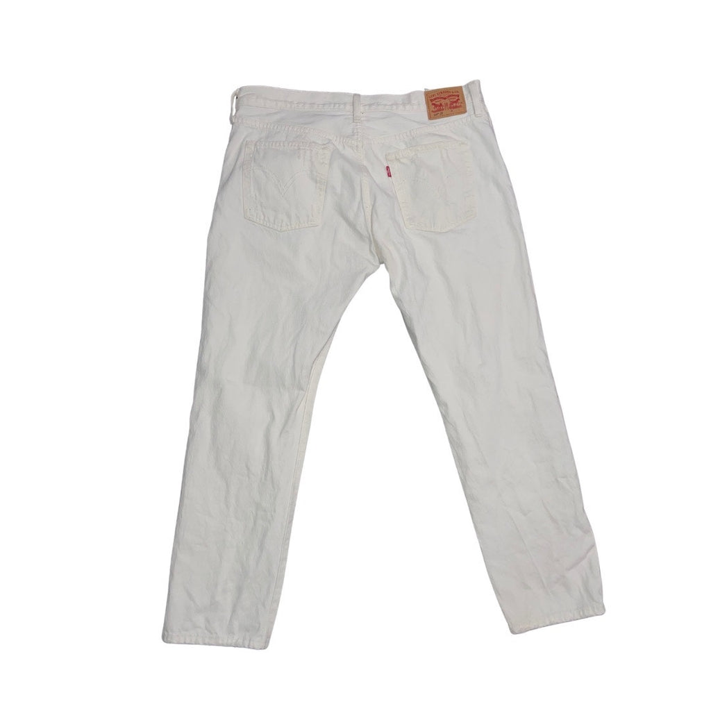 Women Levi's 501 Button Fly White Distress Denim Jeans Pants Size 31x32