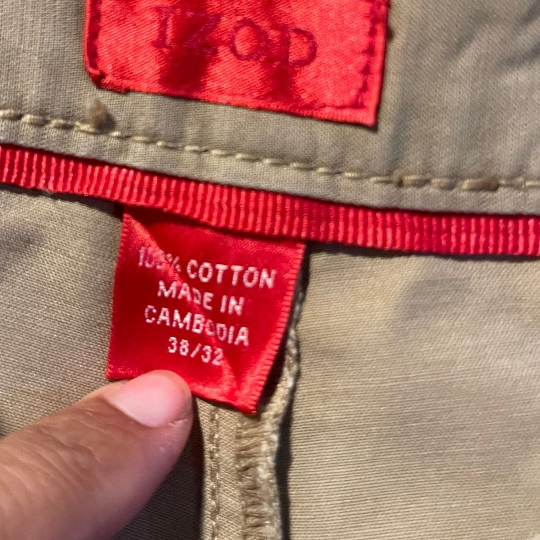 IZOD Men Chino Pants Khaki 100% Cotton Straight Leg Trouser Classic Career 38x32