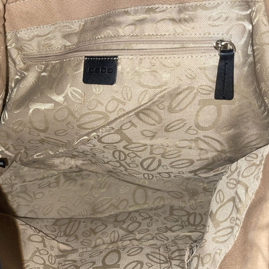 Bebe Hana Canvas Drawstring Tote Shoulder Bag Purse Y2K Drawstring Closure