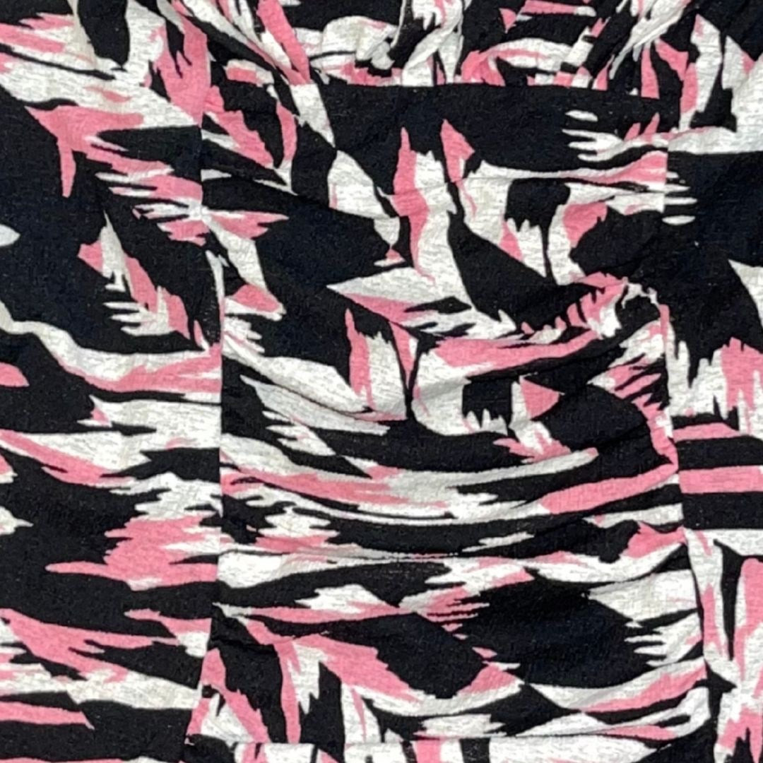 Alfani Pink Abstract Ruched Scoop Neckline Blouse Cap Sleeve Size Large