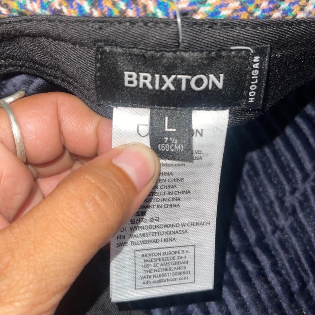 Brixton Hooligan Snap Cap Blue Plaid Size Large 7 1/2  NWT Newspaper Boy