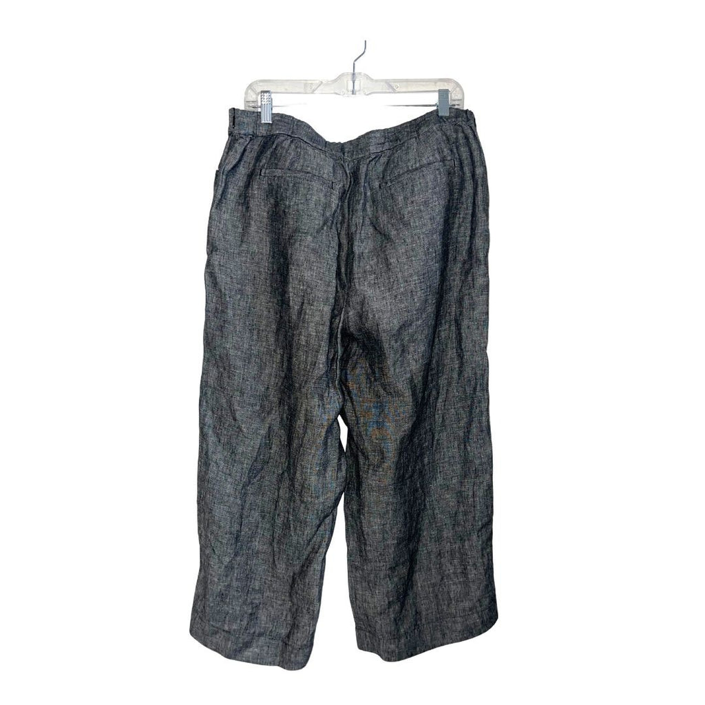 J. Jill Cropped Wide Leg Linen Pants Pull on Large Pockets Casual Relaxed Fit
