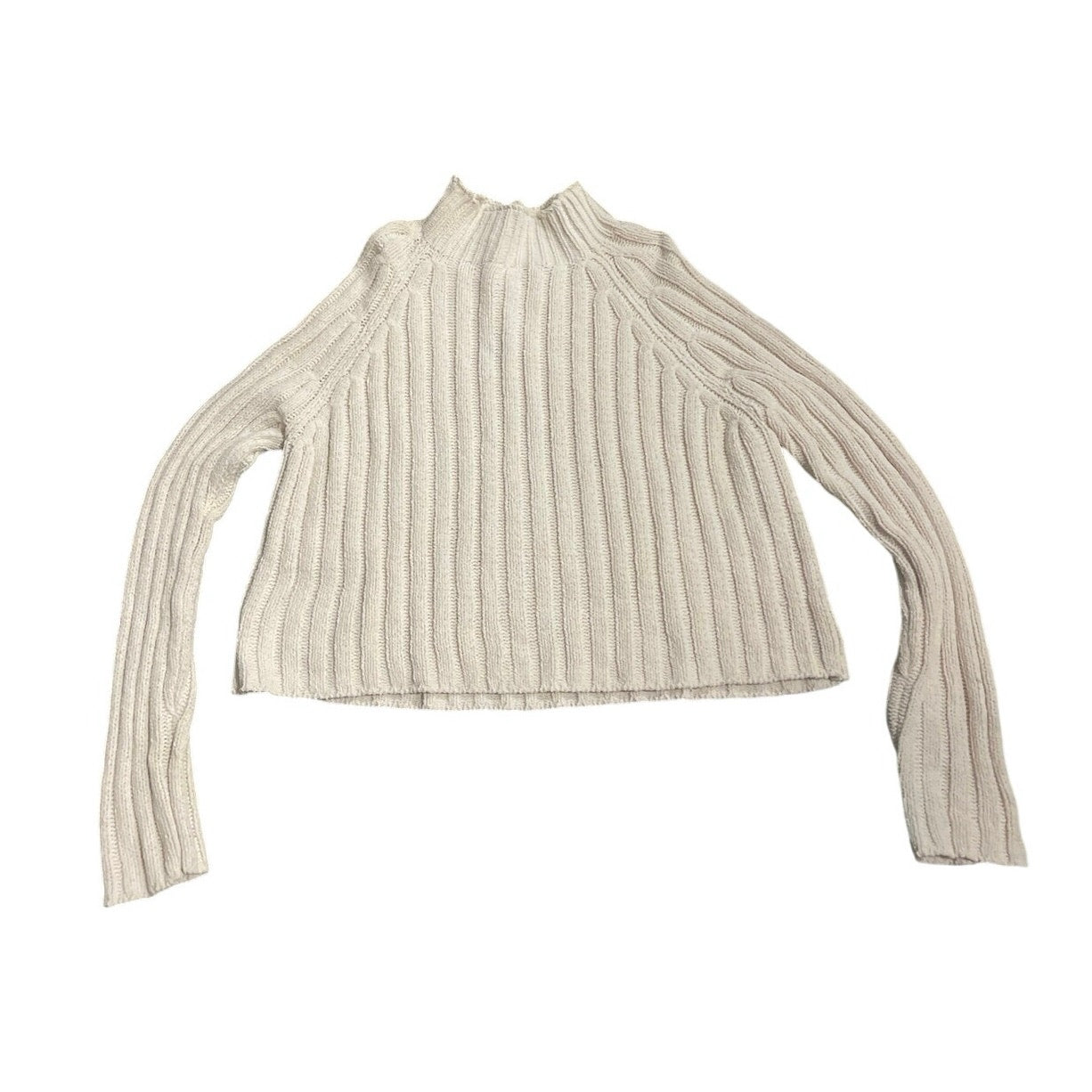 American Eagle Outfitters Oatmeal Chunky Cropped Mock Neck Sweater SZ XL Y2K