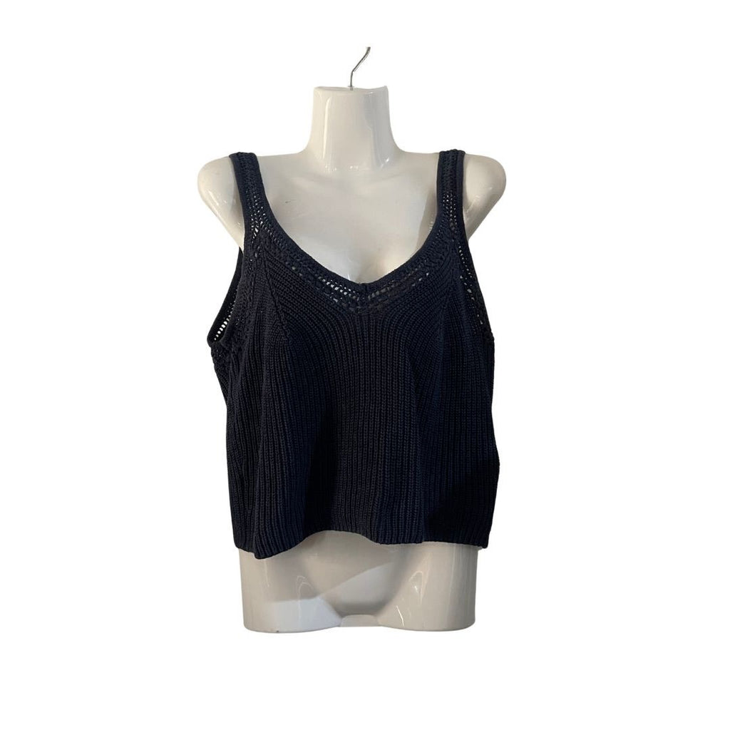 Abercrombie & Fitch V-Necke Pointelle Knit Sweater Tank SZ Medium Boho Chic Y2K