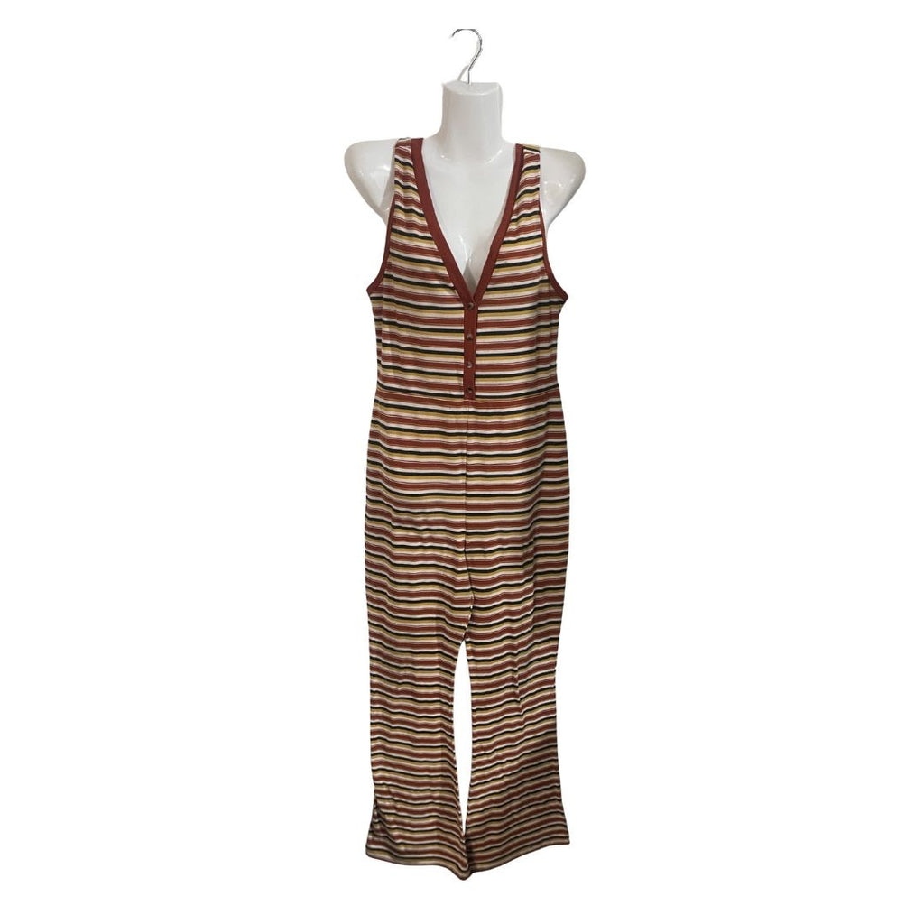 Wild Fable Multicolor Striped Ribbed Jumpsuit Retro 70's Festival Hippie Boho