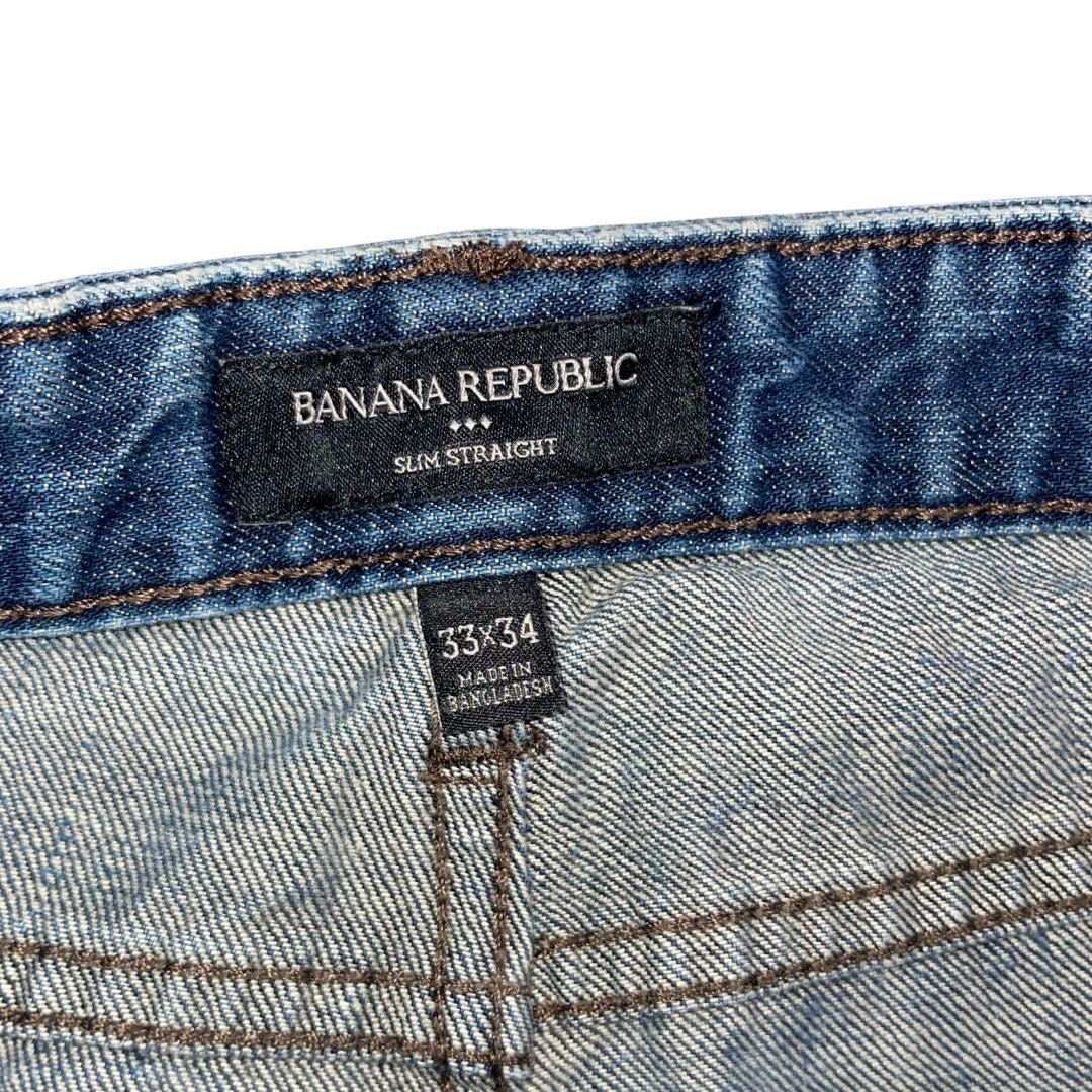 Banana Republic Slim Straight Denim Jeans Size 33X34 100% Cotton Casual