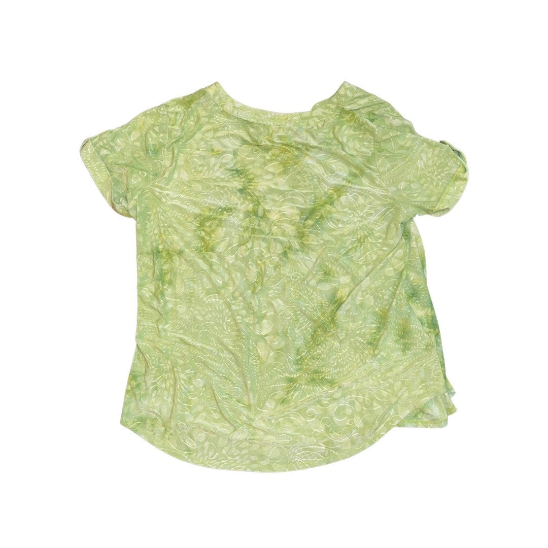 Sami & Jo Bright Green Short Sleeve Blouse Size Large Artsy Boho