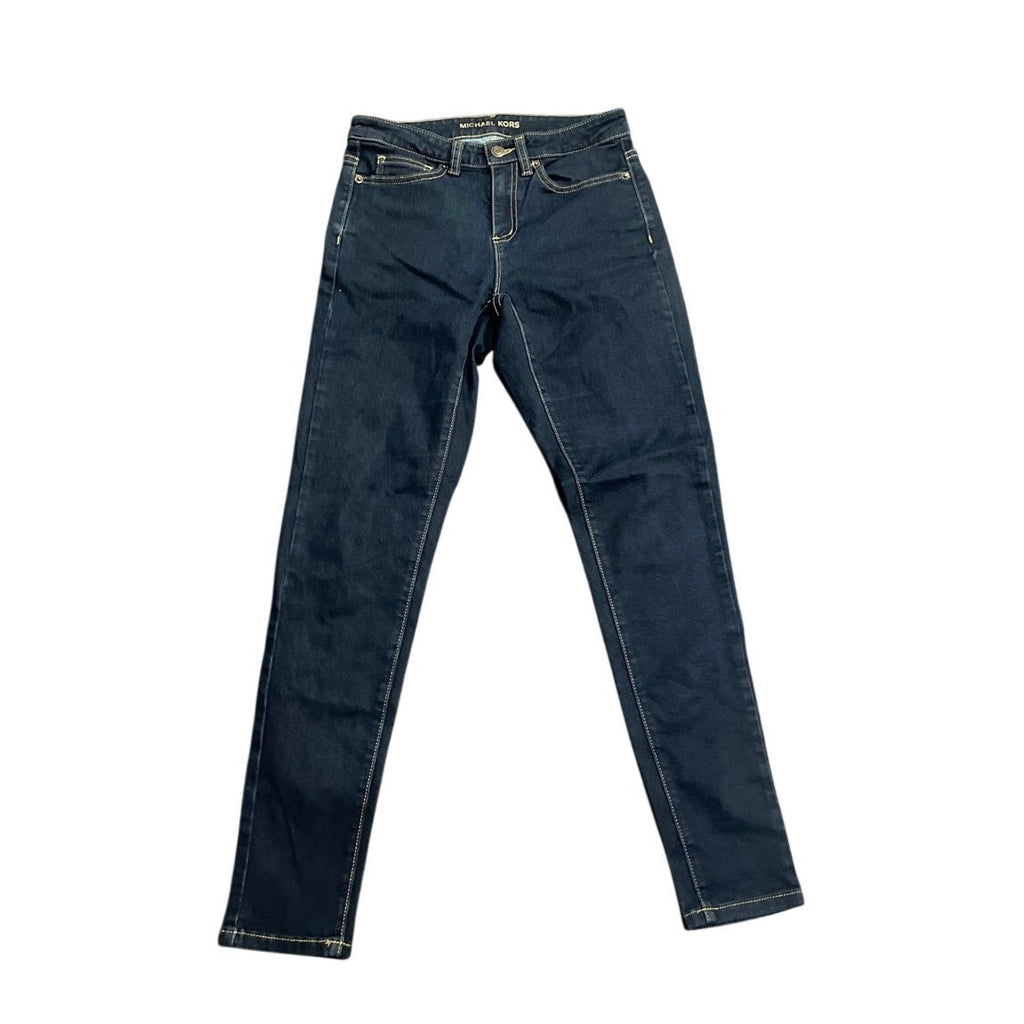 Michael Kors Izzy Skinny Dark Blue Wash Denim Jeans SZ 4 Casual Chic Streetwear