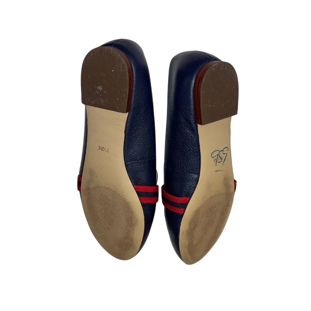 Talbots Women's Leather Navy Blue D-Ring Flats Loafers Comfort Classic Size 7