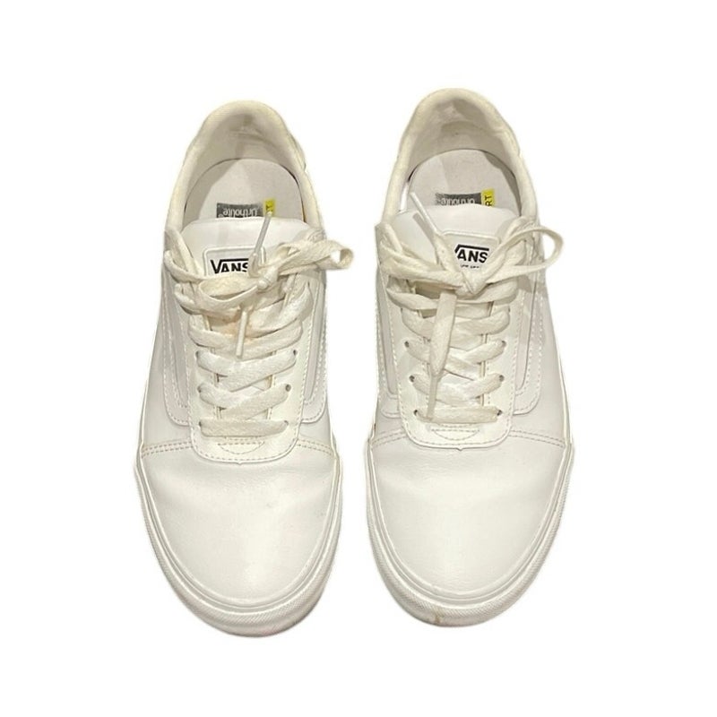 Vans White Comfy Cush Old Skool Leather Low Top Skater Sneakers 8.5 Streetwear