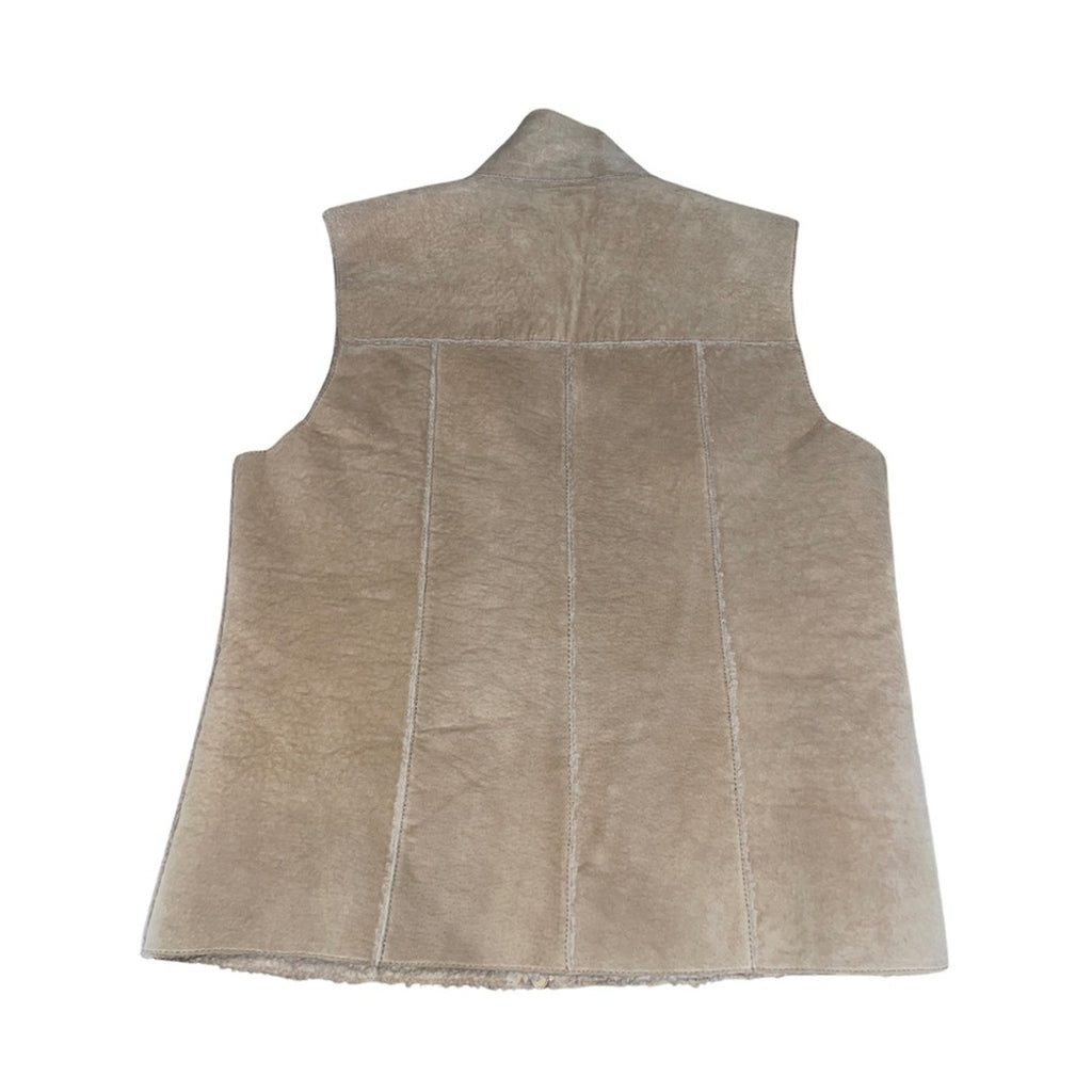 Express Genuine Suede Leather Sleeveless Full Zip Vest SZ M Sherpa Lined Vintage