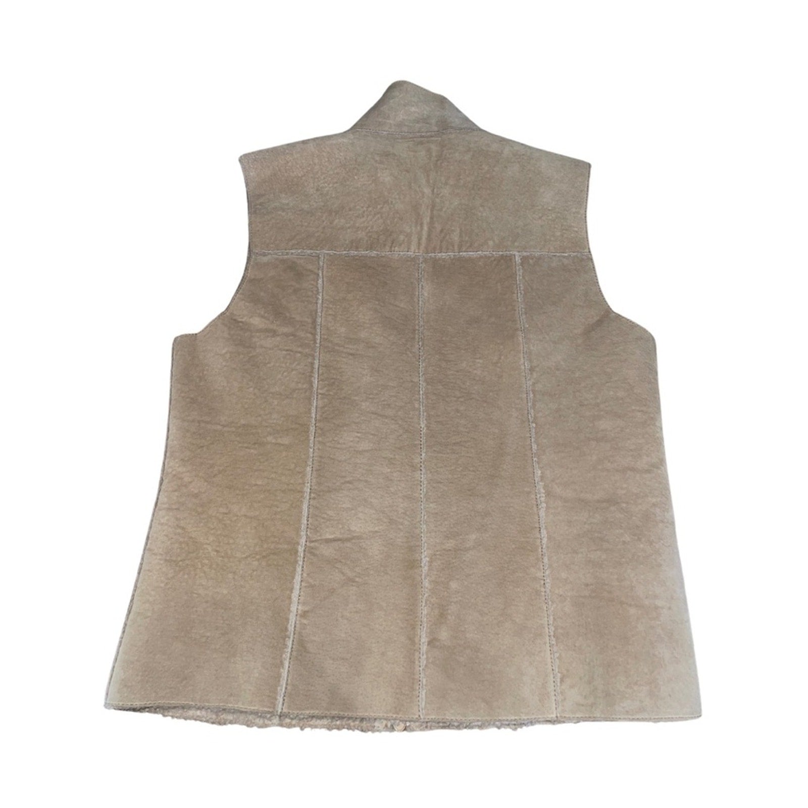 Express Genuine Suede Leather Sleeveless Full Zip Vest SZ M Sherpa Lined Vintage