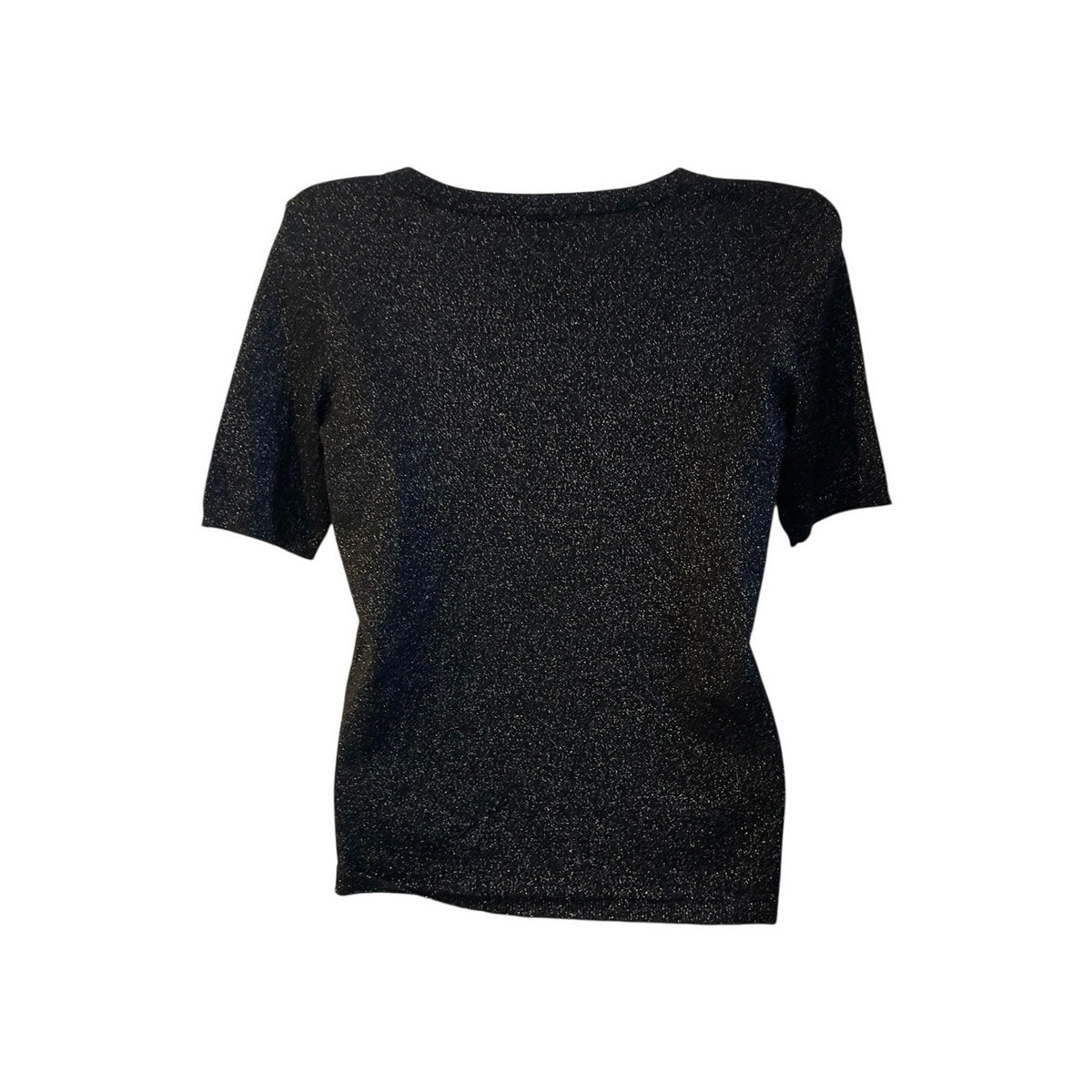 Talbots Button Shoulder Shimmer Short Sleeve Top SZ P Sparkling Dressy Holiday