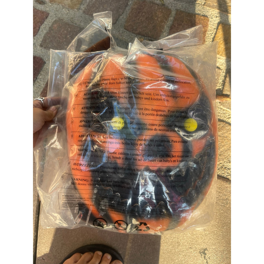 Spooktacular Creations Scary Scarecrow Pumpkin Bobble Head Halloween Costume Kids SZ