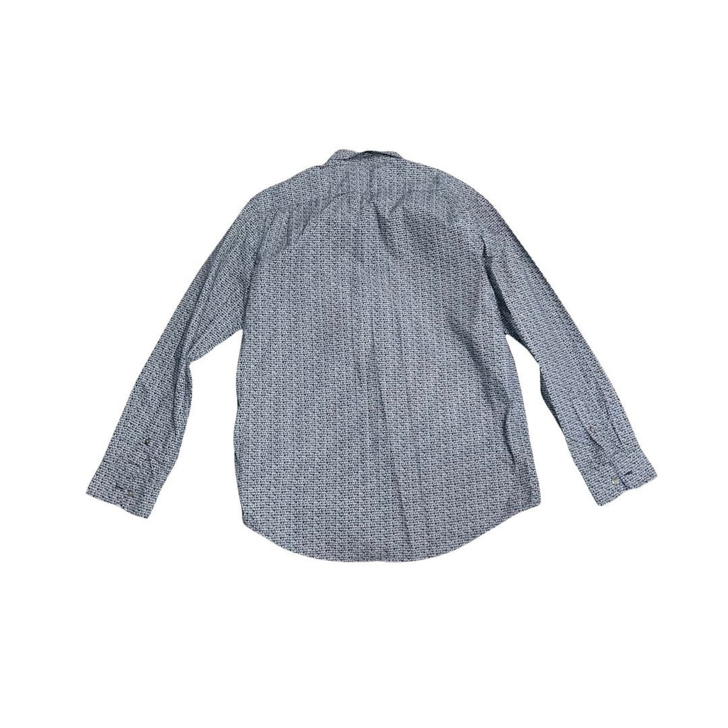 Michael Kors Logo Men's Classic Fit Collar Button Up Long Sleeve Shirt Blue Size Large