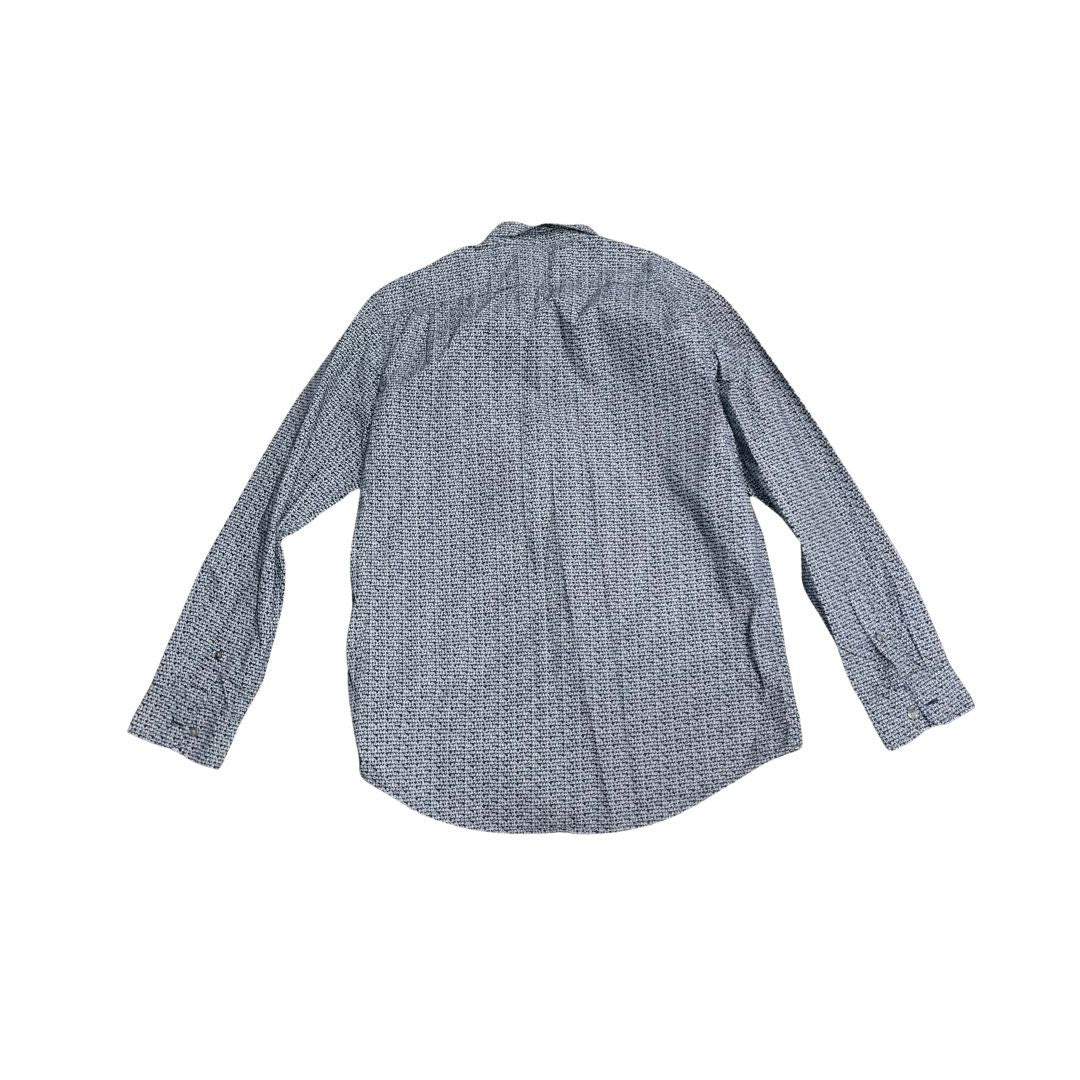 Michael Kors Logo Men's Classic Fit Collar Button Up Long Sleeve Shirt Blue Size Large