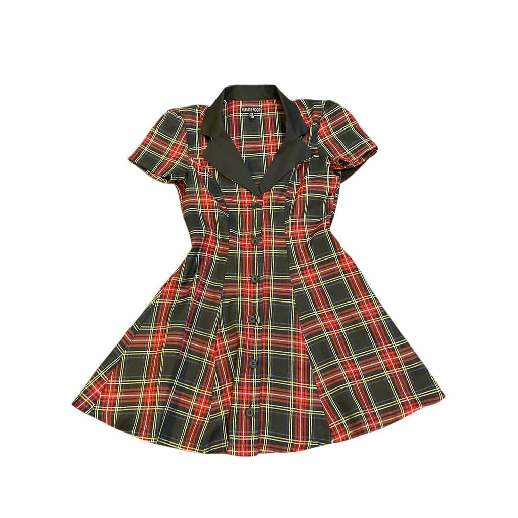 Dolls Kill Current Mood Devil You Don't Exist Plaid Dress SZ XS 90s Grunge Punk
