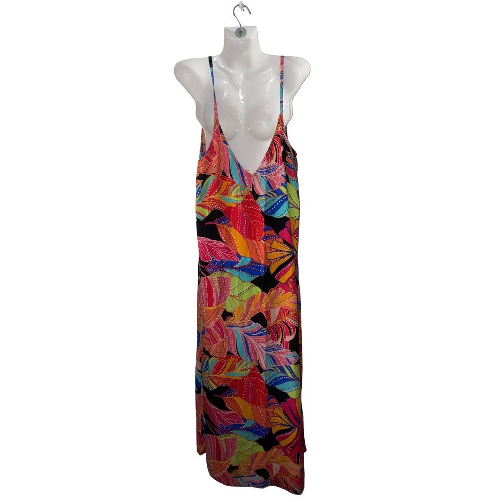 Vince Camuto Floral Print Sleeveless V-Neck Maxi Dress Large Summer Chic Beach