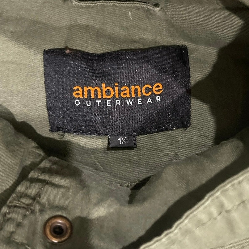 Ambiance Outerwear Olive Green Cargo Military Utility Jacket Size 1X Gorpcore