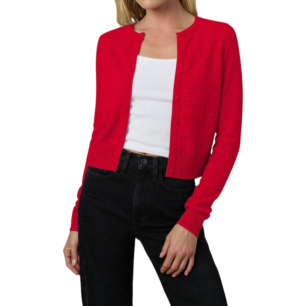 Joe's Jeans the Dani Cashmere Button Crop Cardigan Holiday Red Size Small Preppy