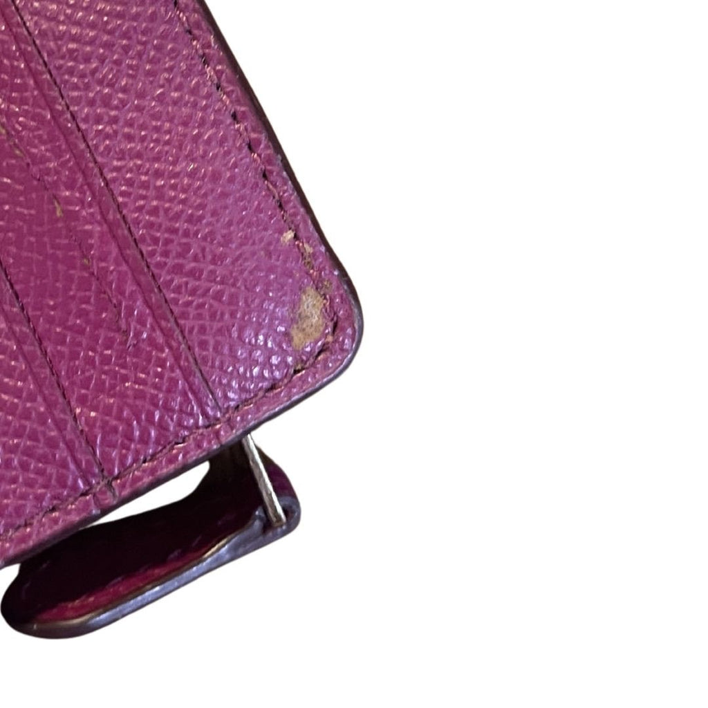 Coach Medium Corner Zip Coin Wallet Purple Plum Pebble Leather Compact Accessory