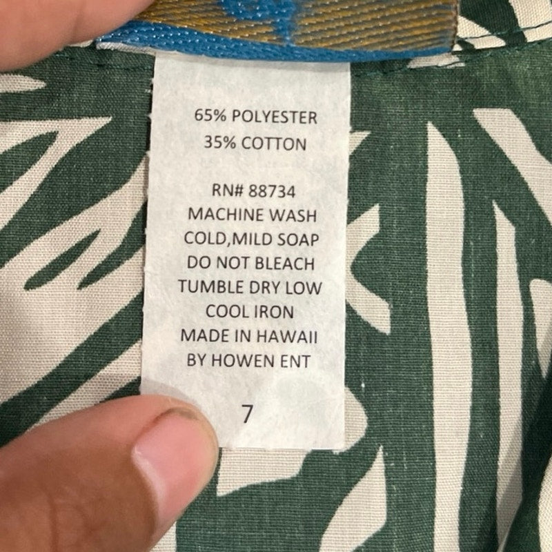 Hinalea Hawaiian Button Up Youth Boy Shirt Size 7 Made in Hawaiii Tropical Beach