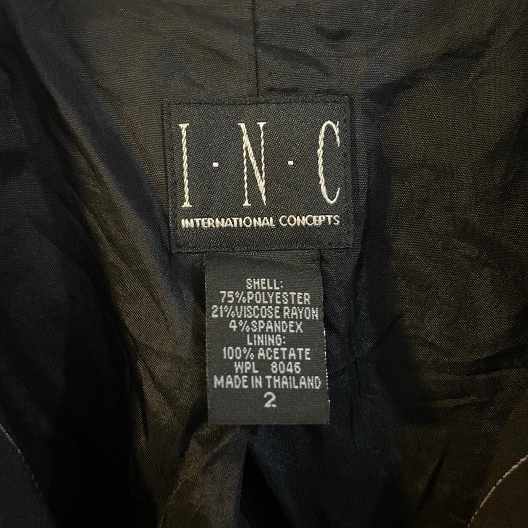 I.N.C International Concepts Pinstripe Blazer Size 2 Vintage 90s Preppy Chic