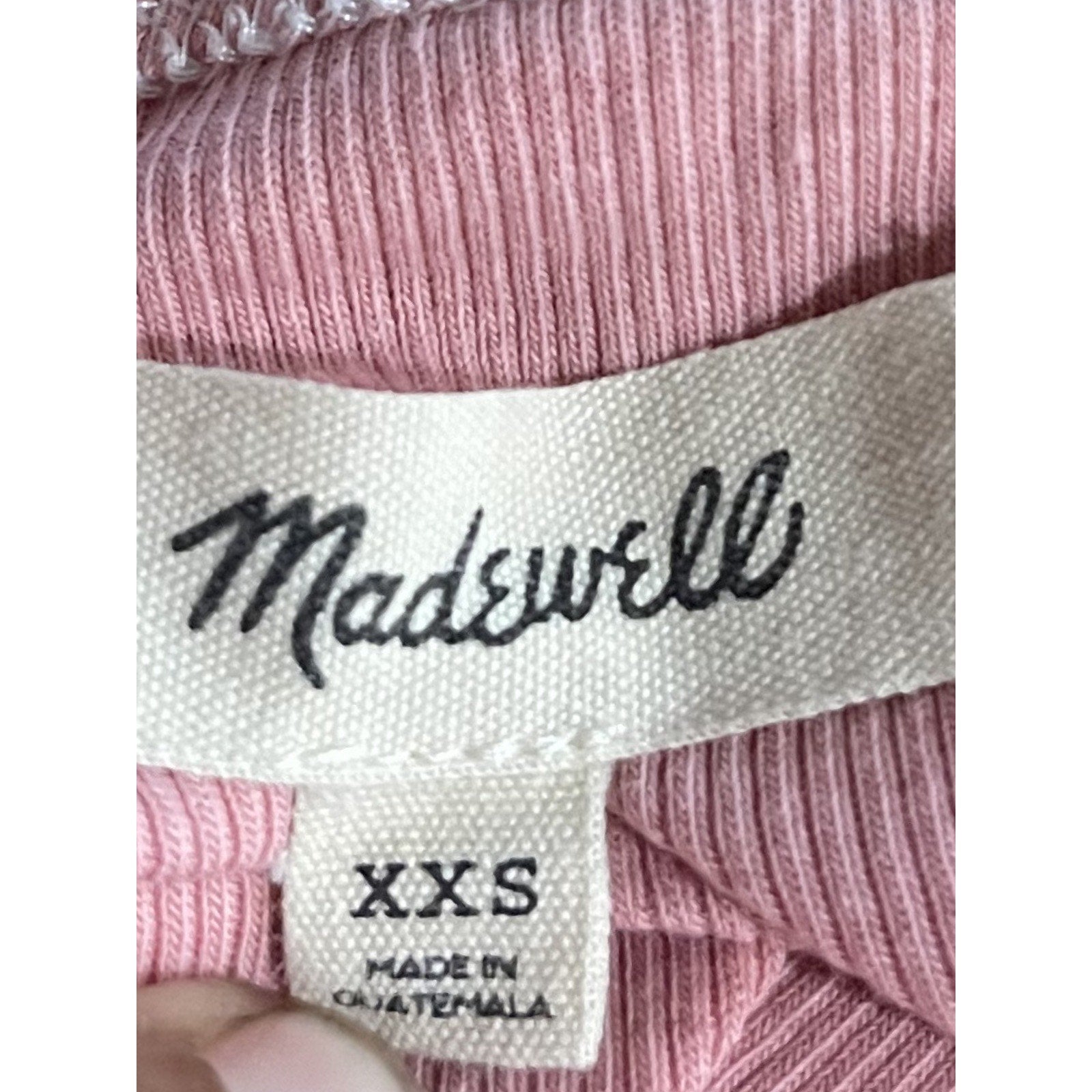 Madewell Supima Cotton Ribbed Cropped Pink Tank Top Size XXS Y2K Girly Flirty