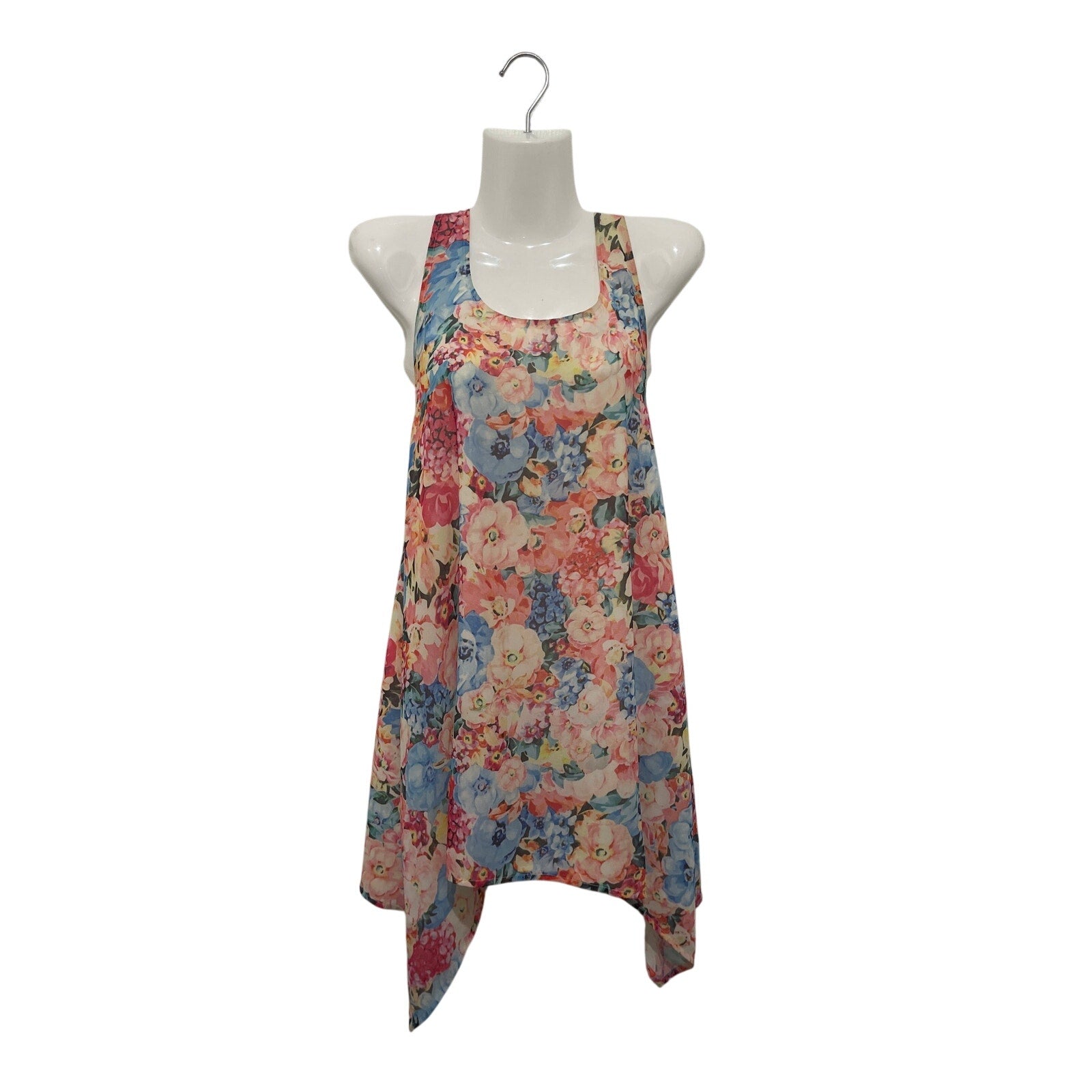 Millau Floral Sleeveless Tank Dres Handkerchief Helime SZ XS Flowy Botanical