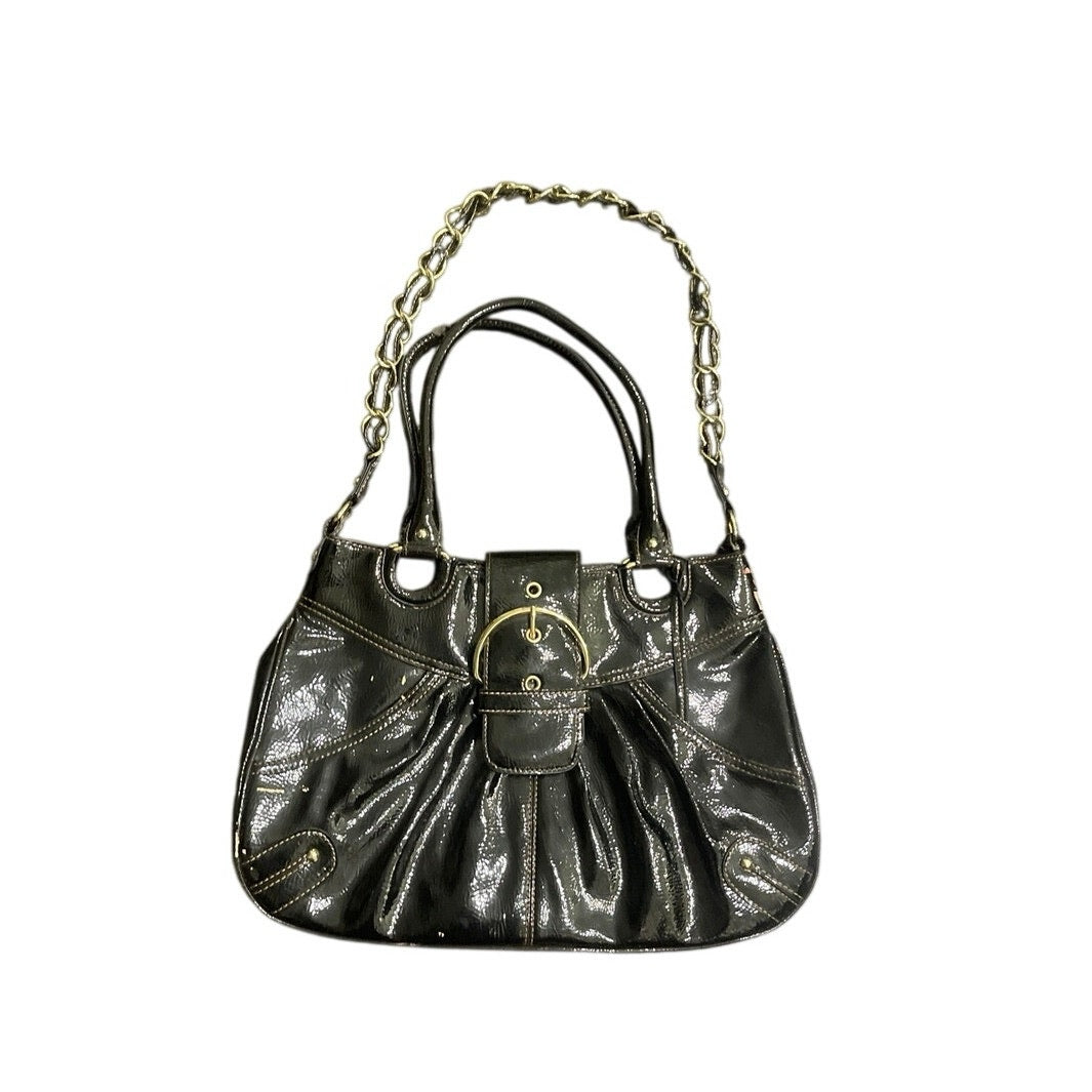 Merona Patent Faux Leather Shoulder Bag Belted Chain Y2K Vintage Slouchy Hobo