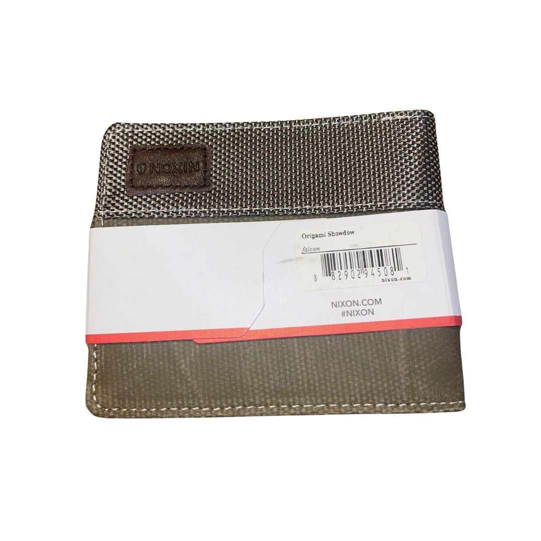 Nixon Leather Logo Origami Showdown Falcon Brown Canvas BiFold Wallet NWT