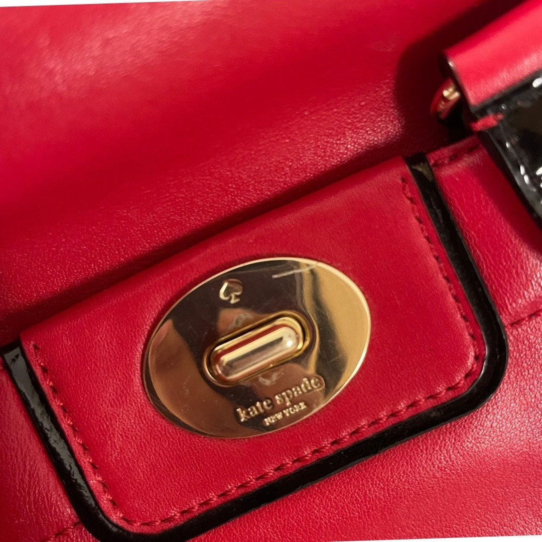 Kate Spade NY Janie Hampton Red Leather Satchel Shoulder Bag Purse