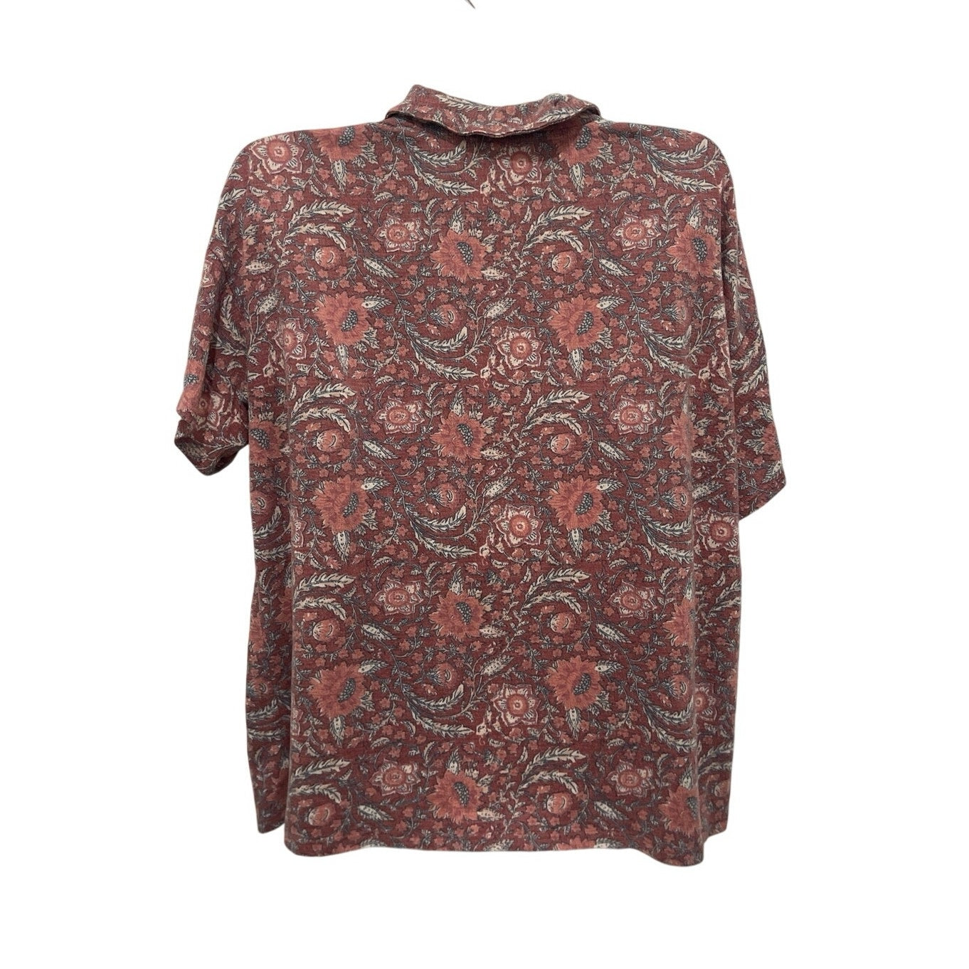 Lucky Brand Short Sleeve Floral Paisley Motif Relaxed Fit Camp Shirt M Botanical