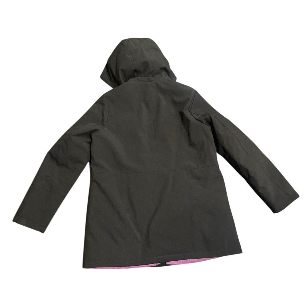 Kenneth Cole New York Hooded Utility Pockets Purple Lined Jacket Removable Hood