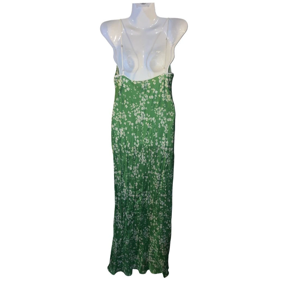 Rumored Daytona Green Ditsy Floral Maxi Dress Size Small Spaghetti Strap Summer