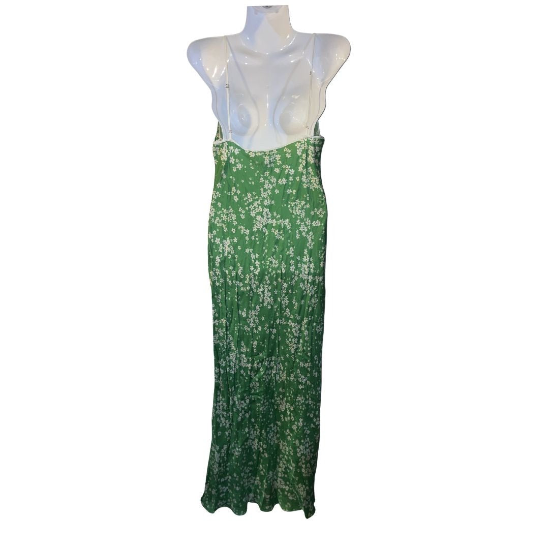 Rumored Daytona Green Ditsy Floral Maxi Dress Size Small Spaghetti Strap Summer