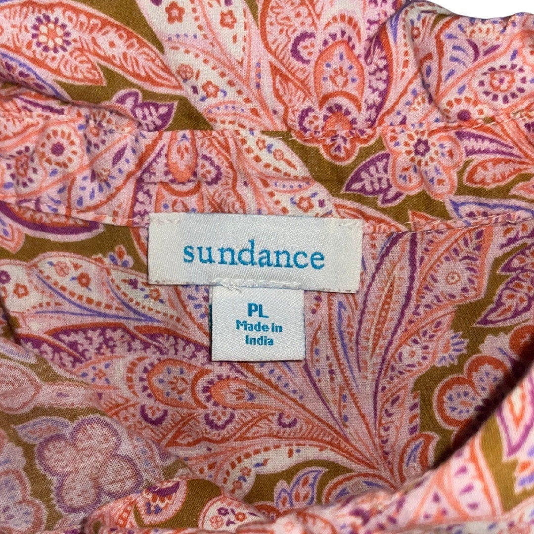 Sundance Pink Paisley Blouse Top Long Sleeve 100% Size PL Boho Casual