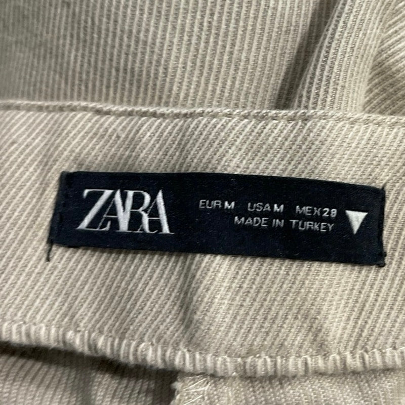 Zara High Waisted Wide Leg Pants SZ M Linen Blend Trousers Casual Everyday