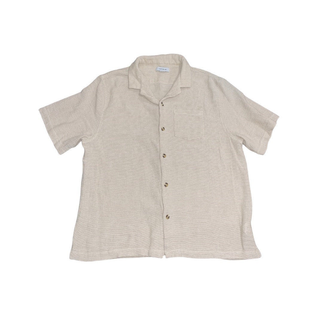 Cotton On Beige Button Short Sleeve Shirt SZ XXL Boxy Fit Relaxed Streetwear