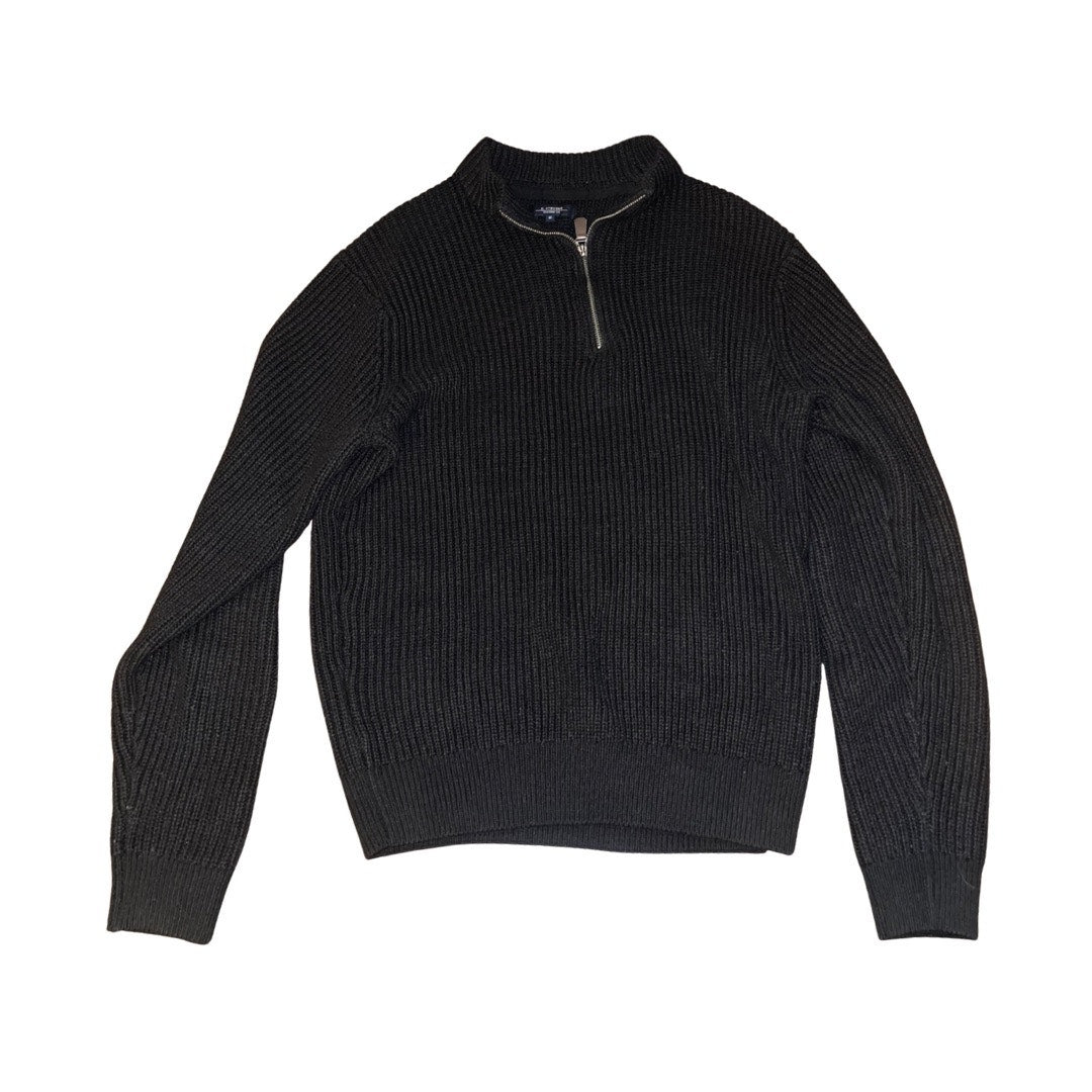 K Stevens 1/4 Zip Rib Knit Sweater Size Medium Casual Preppy Office Fall