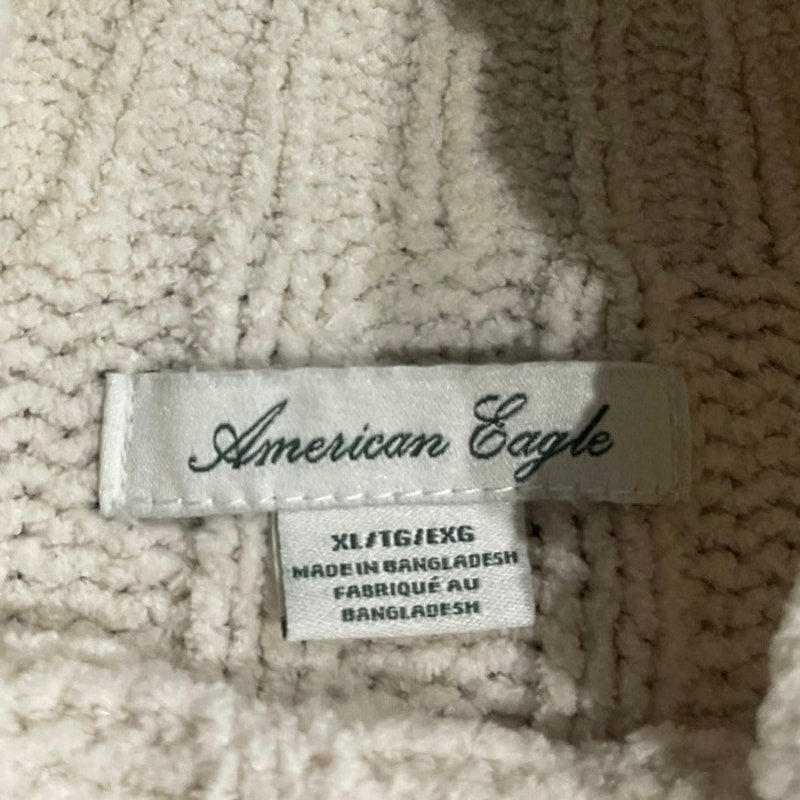 American Eagle Outfitters Oatmeal Chunky Cropped Mock Neck Sweater SZ XL Y2K