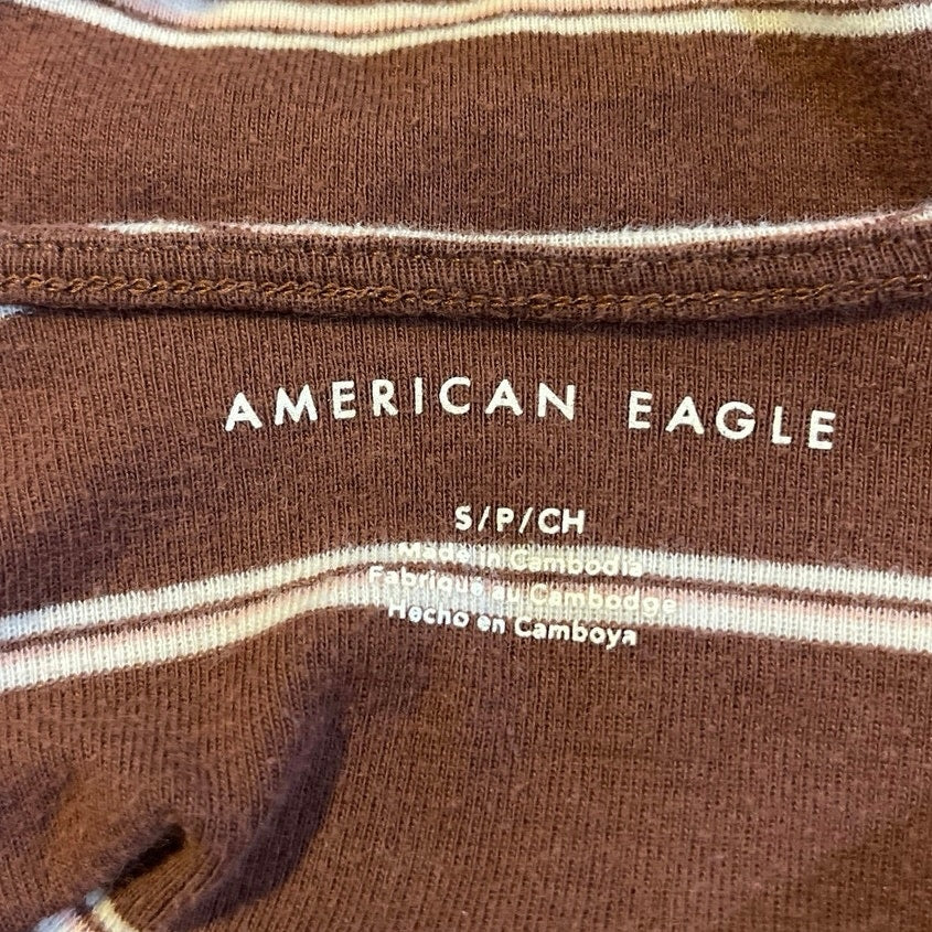 American Eagle Striped Bubble Scoop Neck Crop Tank Top SZ S Y2k Street-chic