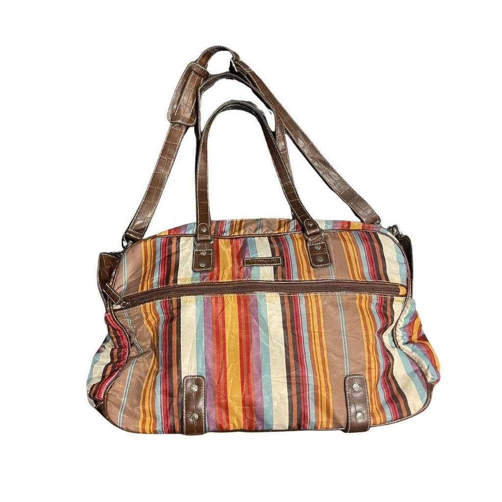Caribbean Joe Multicolor Striped Duffle Bag Travel Beach Weekender Vacation Bag
