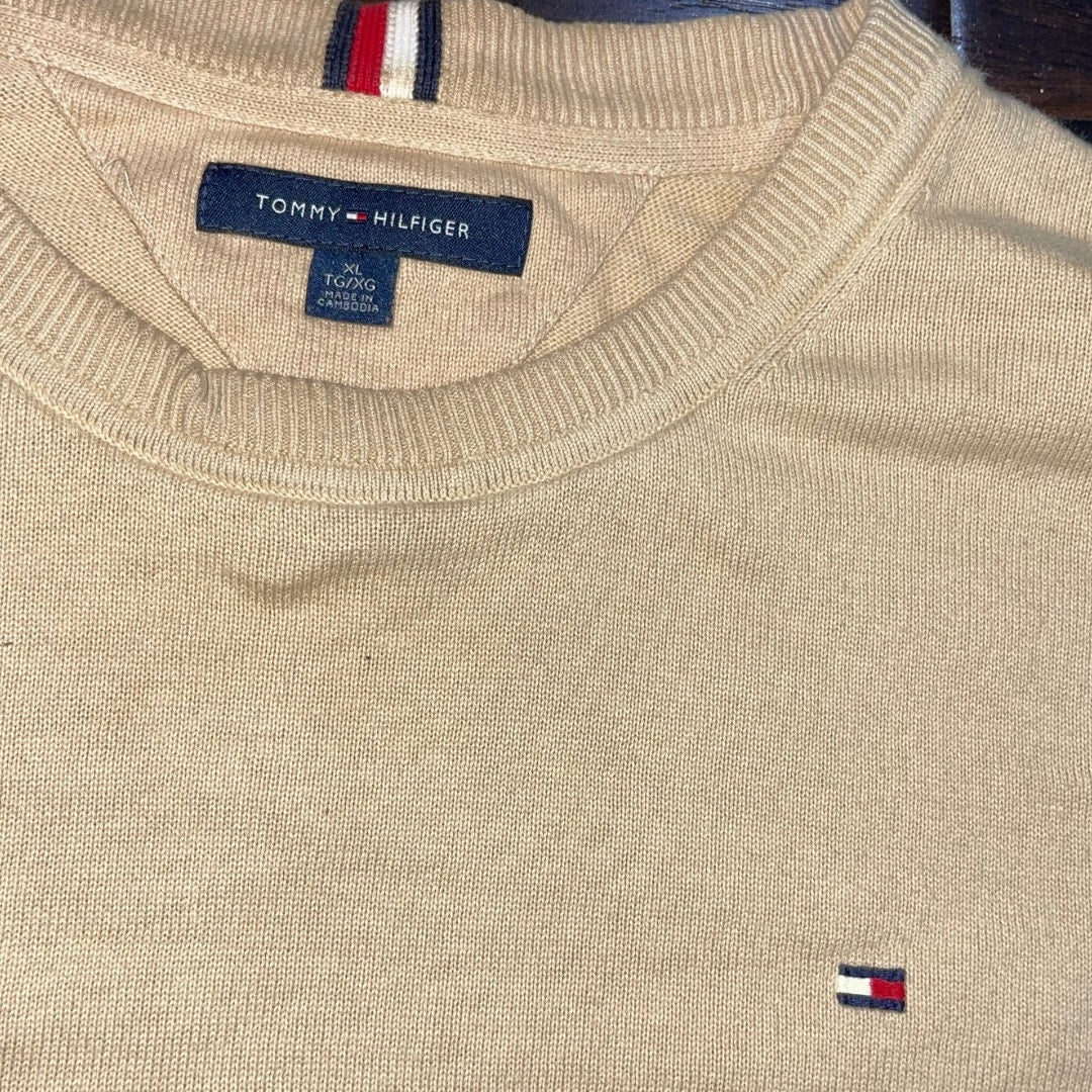 Tommy Hilfiger Logo Classic Crewneck Sweater Size XL Cotton Casual Office Preppy