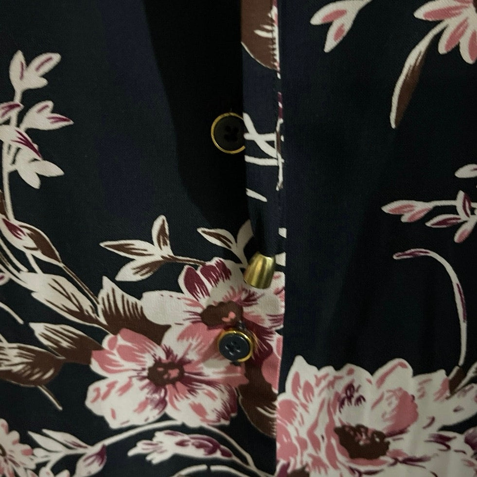 41 Hawthorn Long Sleeve Button Up Floral Shirt Dress Tie Waist M Botanical Boho