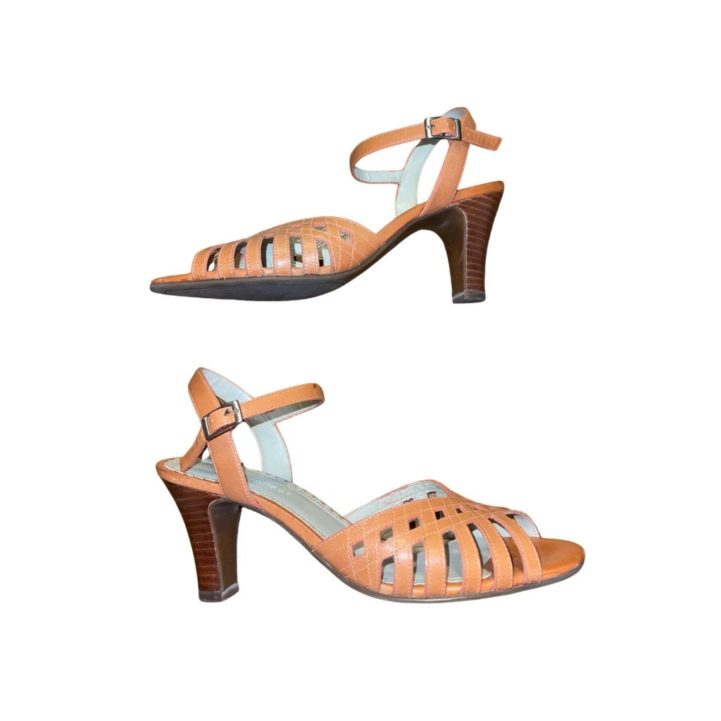 Naturalizer Estrada Melon Leather Slingback Sandals Size 6.5 Heels Boho Vacation