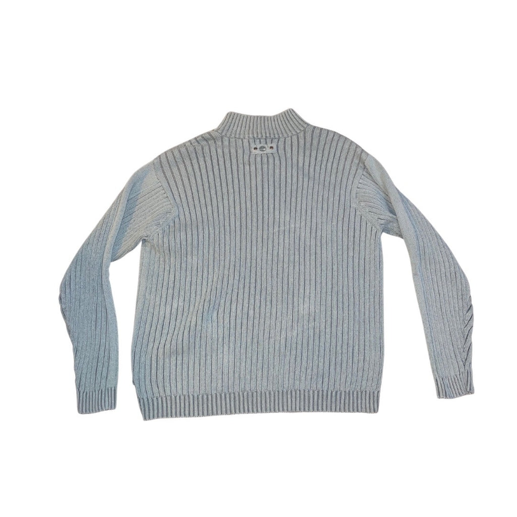 Timberland Quarter Zip Knit Men's Mock Neck 100% Cotton Sweater Blue Size XL