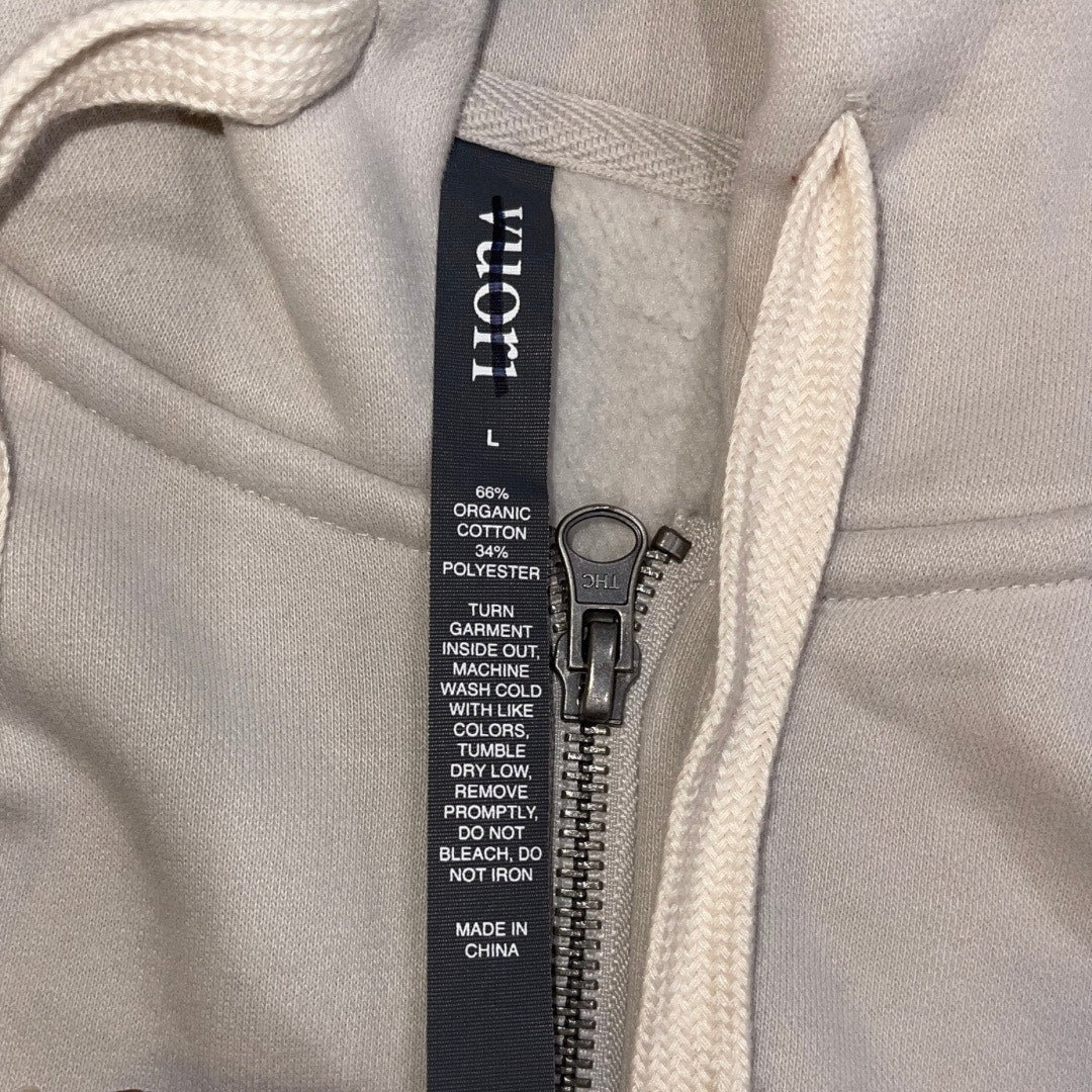 Vuori Women Zip Hoodie Salt Large Organic Cotton Ultra Soft Cozy Athletic NWT