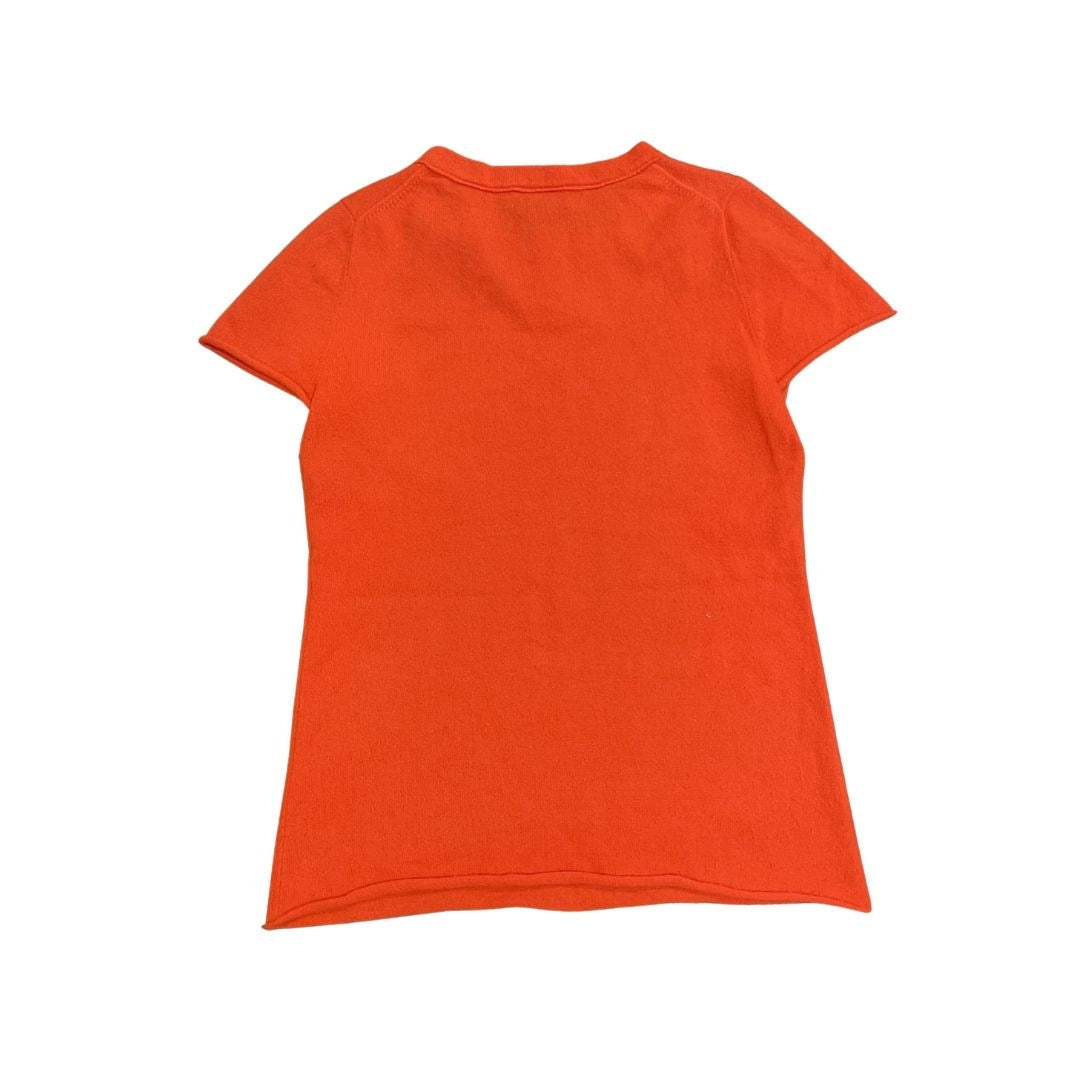 J. Crew Collection Italian Cashmere Orange Short Sleeve Blouse Size Small Chic